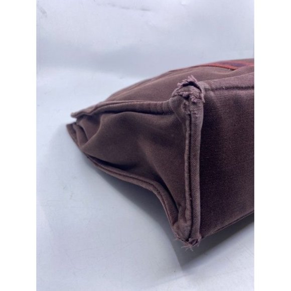 Hermes Toile Fourre Tout Mm Burgundy Fabric Tote - Picture 4 of 10